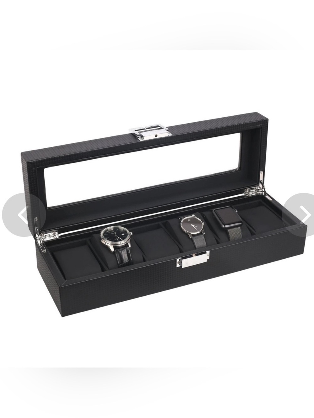 Black 4-Slot Men's Watch Storage Case